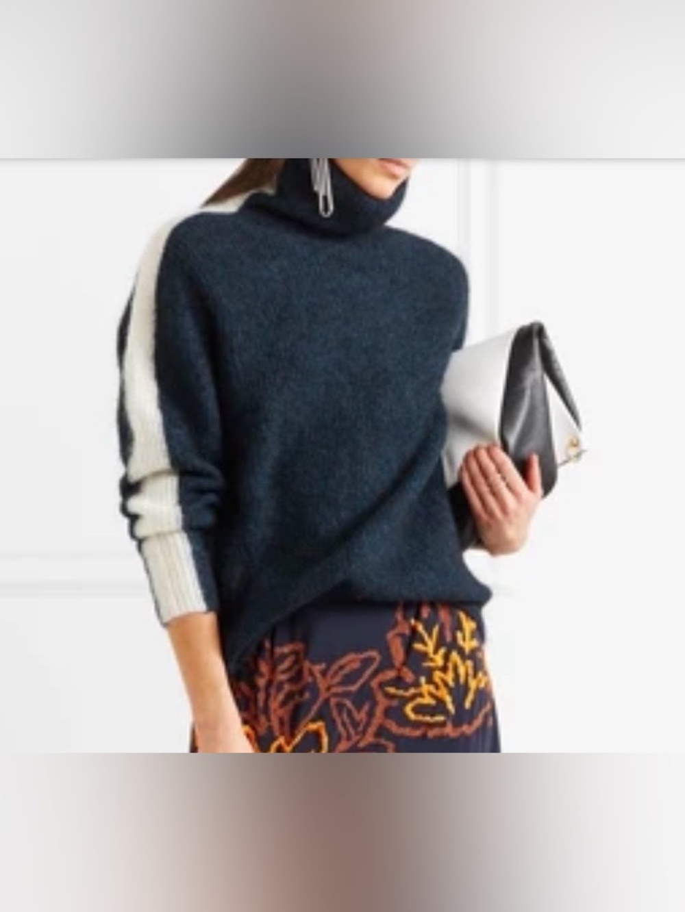 GANNI Knitted Wool Turtleneck Sweater Navy Blue, size medium, Evangelista line
